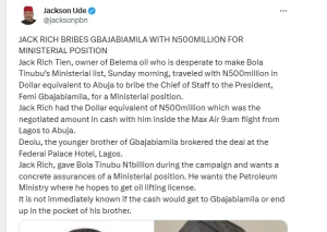Family Speaks On Alleged Sexual Connections Between Tinubu’s Son And Billionaire Jack-Rich’s Wife