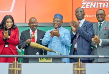 Jim Ovia, Founder-Chairman Zenith Bank, Reaffirms Strong Commitments To Shareholder Value At The NGX Closing Gong Ceremony