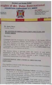 Non Recognition Of Late Senator Ifeanyi Ubah: Catholic Knights Expel Sir James Louis Okoye