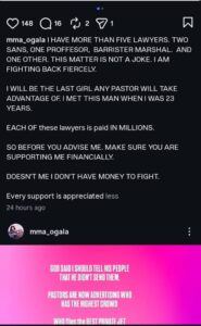 Doris Ogala Declares Fresh Legal Battle Against Pastor Chris Okafor