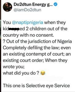 On Air Personality, Oladotun Kayode Blasts NAPTIP For Ignoring Children’s Abduction Abroad