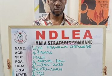 NDLEA Intercepts Brazil Returnee With Cocaine Concealed In Private Part, Soles Of Footwear