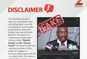 A Doctored Video, Still Pictures On Social Media, Depicting Zenith Bank Group Chairman, Jim Ovia, Endorsing Investment Scheme "Wealth Bridge" On The "Greece Island" Facebook Handle Is Entirely False---Zenith Bank Management