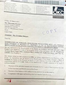 The property at No.10 Macpherson Avenue, Ikoyi subject of the N2.9bn sublease dispute