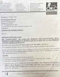 The property at No.10 Macpherson Avenue, Ikoyi subject of the N2.9bn sublease dispute