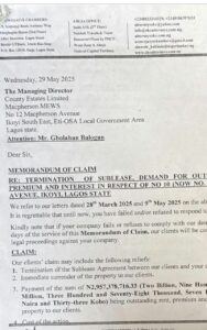 The property at No.10 Macpherson Avenue, Ikoyi subject of the N2.9bn sublease dispute