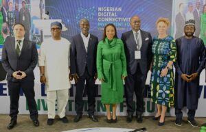 L -R: Mr. Tristan Muhader, Vice President Middle East and Africa OOKLA; Dr. Vincent Olatunji, National Commissioner and CEO, Nigeria Data Protection Commission, NDPC;  Dr. Aminu Maida, Executive Vice Chairman/Chief Executive Officer, Nigerian Communications Commission, NCC; Dr. Jumoke Oduwole, Hon. Minister of Industry, Trade and Investments; Mr. Bolaji Bologun, CEO Chapel Hill Denham; Ambassador Anna Westerholm, Swedish Ambassador to Nigeria;  Mr. Kashifu Inuwa Abdullahi, Director General, National Information Technology Development Agency, NITDA during the Nigerian Digital Connectivity Investment Forum, September 29, 2026, at Onomo Allure Hotel Central Area Abuja